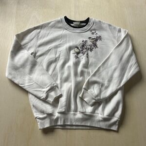 Vintage 90s Top Stitch Morning Sun Sweatshirt Womens Large White Bird Fleece